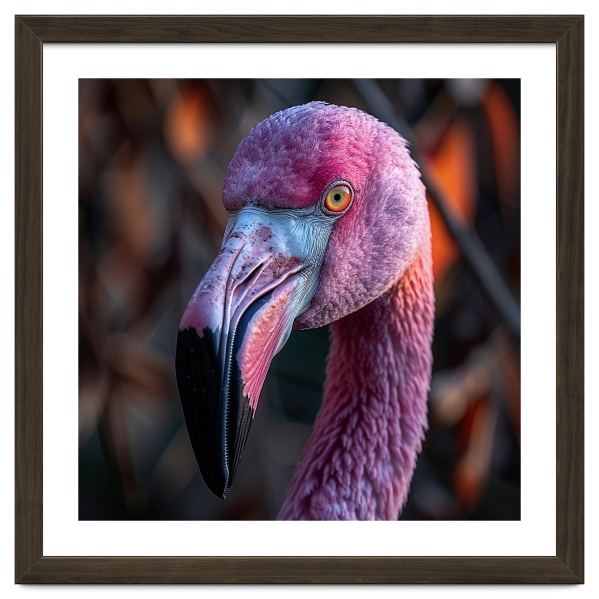 Close Up Of A Pink Flamingo Bird Face
