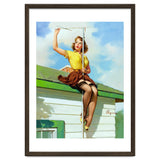 Pinup Sexy Girl Setting Up The Antenna On The Roof thumbnail
