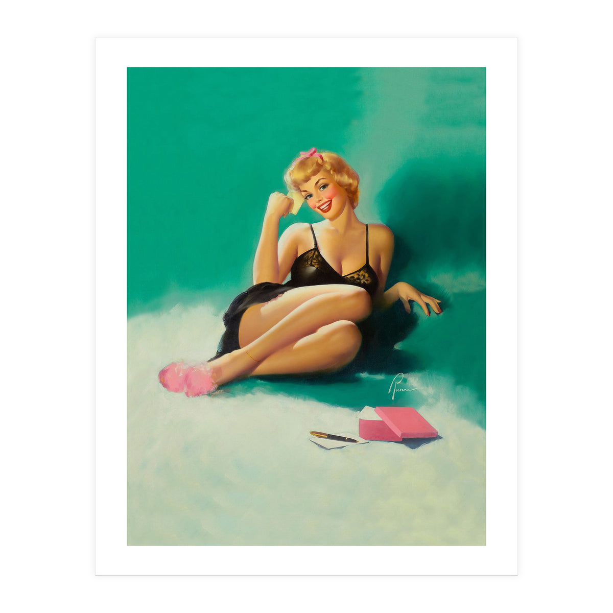 Sexy Pinup Girl With Phone Number For You (Print Only)