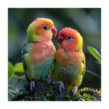 Lovebirds Pair Perched On Mossy Branch Outdoors (Print Only) thumbnail
