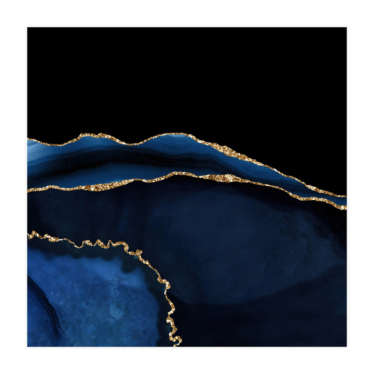 Navy & Gold Agate Texture 05  (Print Only)