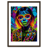 Girl In Glasses Neon Graffiti Art thumbnail