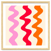 Squiggly Lines - orange, pink and cream