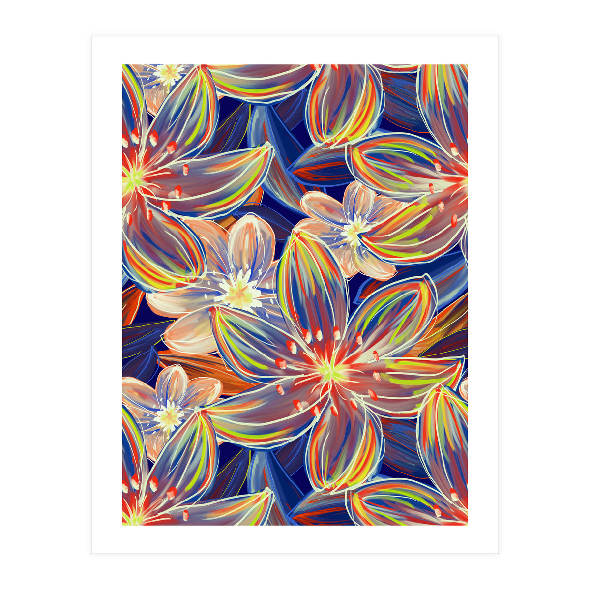 Fluo Bloom Orange & Blue (Print Only)