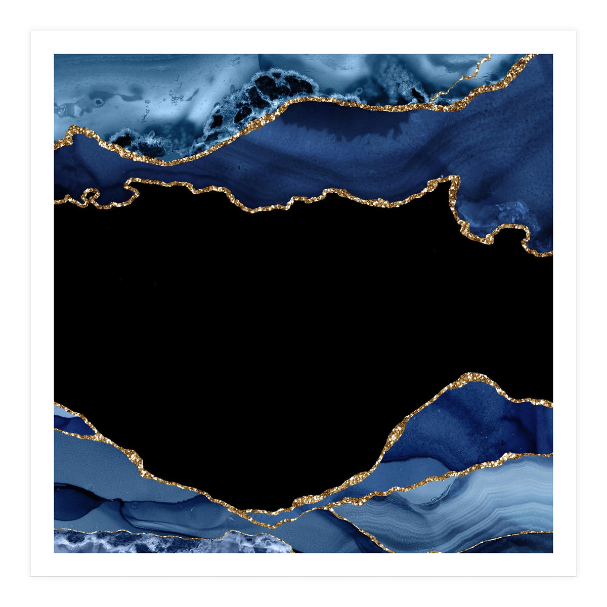 Navy & Gold Agate Texture 18  (Print Only)