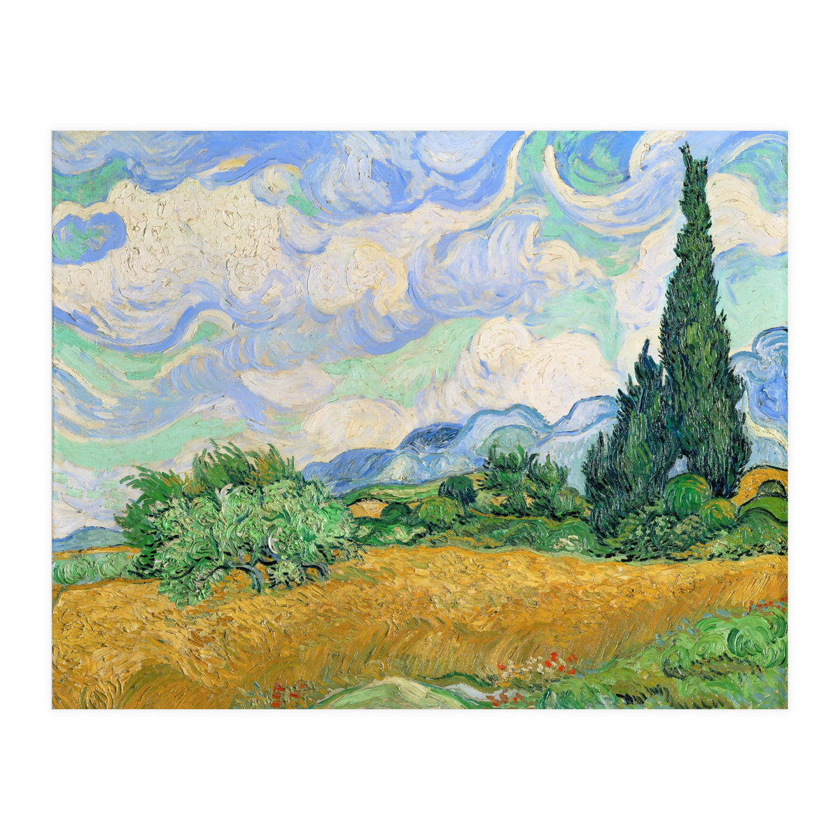 Wheat Field with Cypresses. (Print Only)