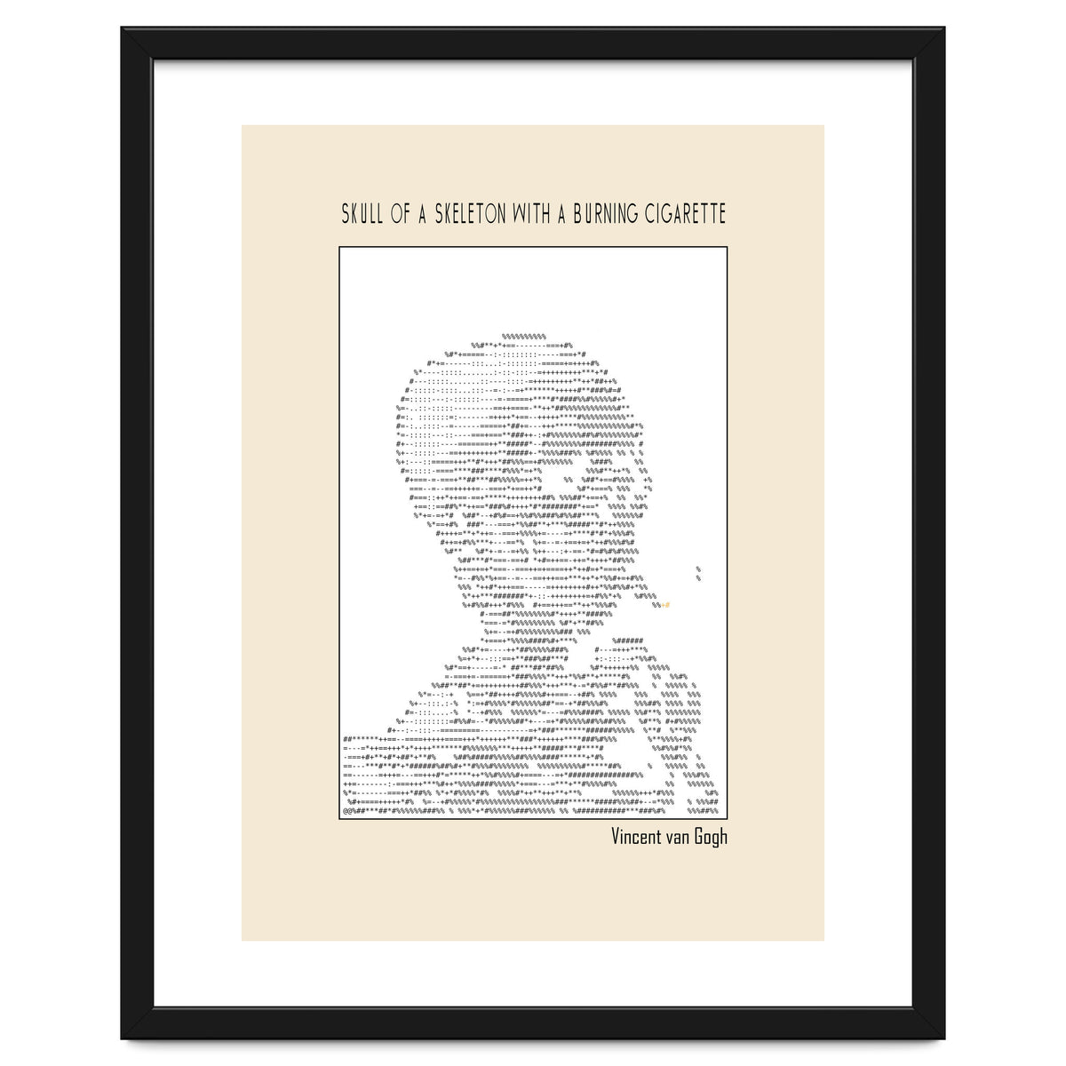 Skull Of A Skeleton With A Burning Cigarette Vincent Van Gogh Ascii Art