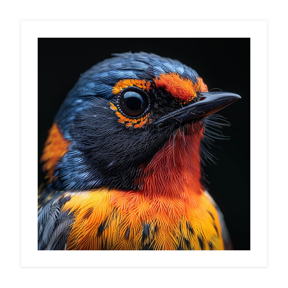 Vibrant Bird With Orange And Blue Plumage (Print Only)