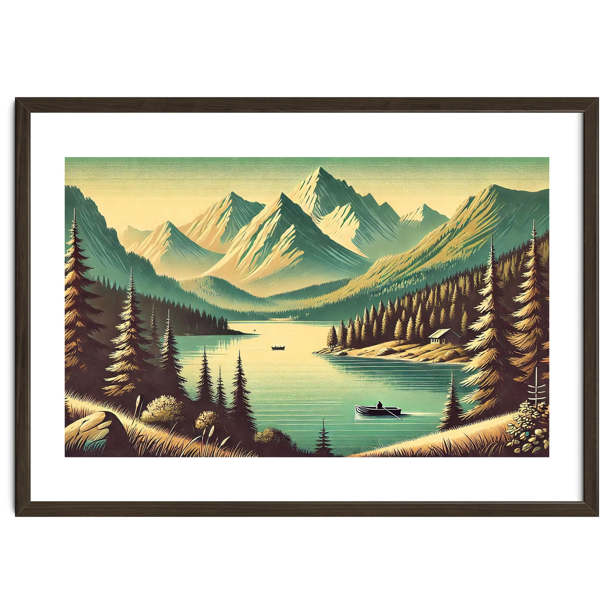 Vintage Alpine Lake Poster