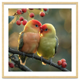 Two Lovebirds Sitting On A Branch thumbnail