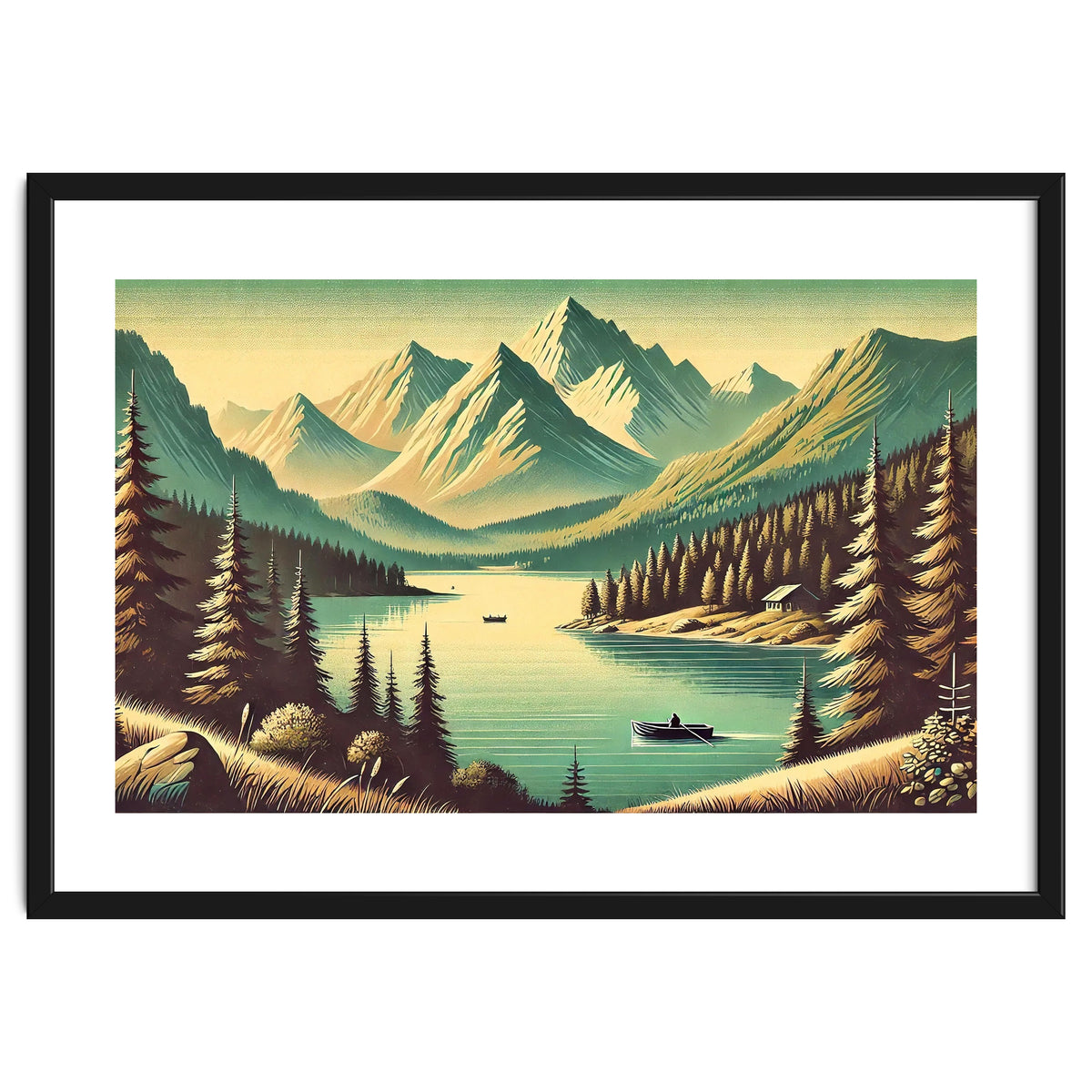 Vintage Alpine Lake Poster