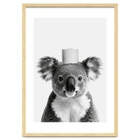Koala, Toilet Paper Crown, Cute Animal Bathroom Art