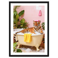 Leopard in Bathtub, Surreal Bathroom Scene