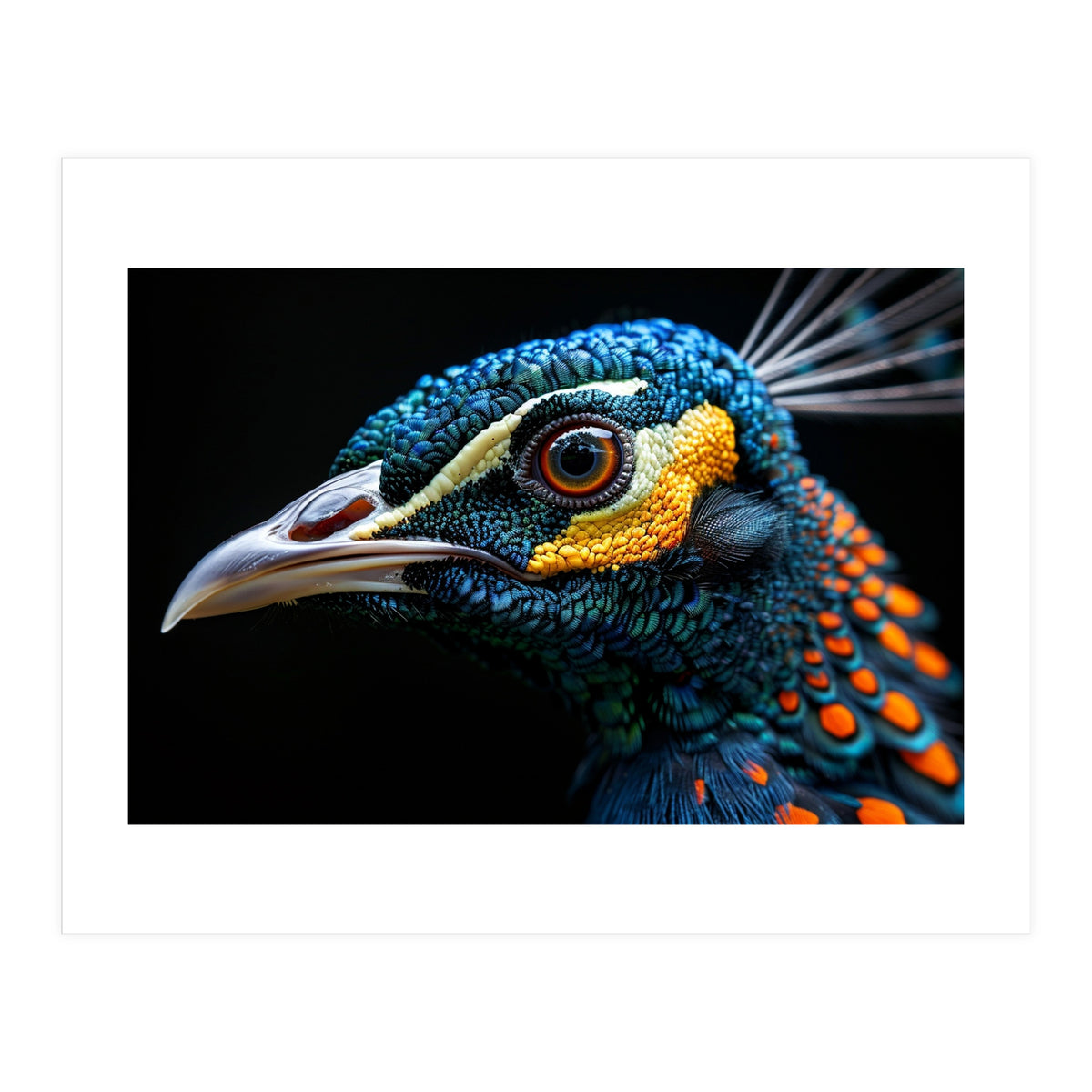 Close Up Of A Peacock Bird Head Eye (Print Only)