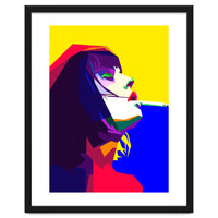 Girl Smoking Pop Art WPAP Style Illustration