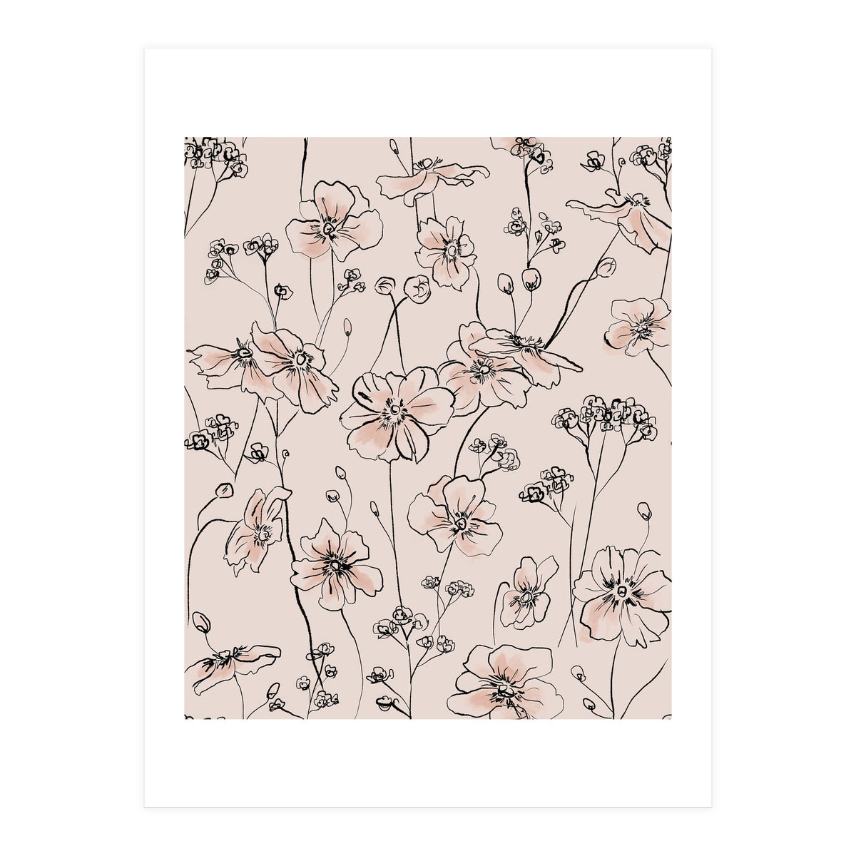 Wild Roses Floral Pattern (Print Only)