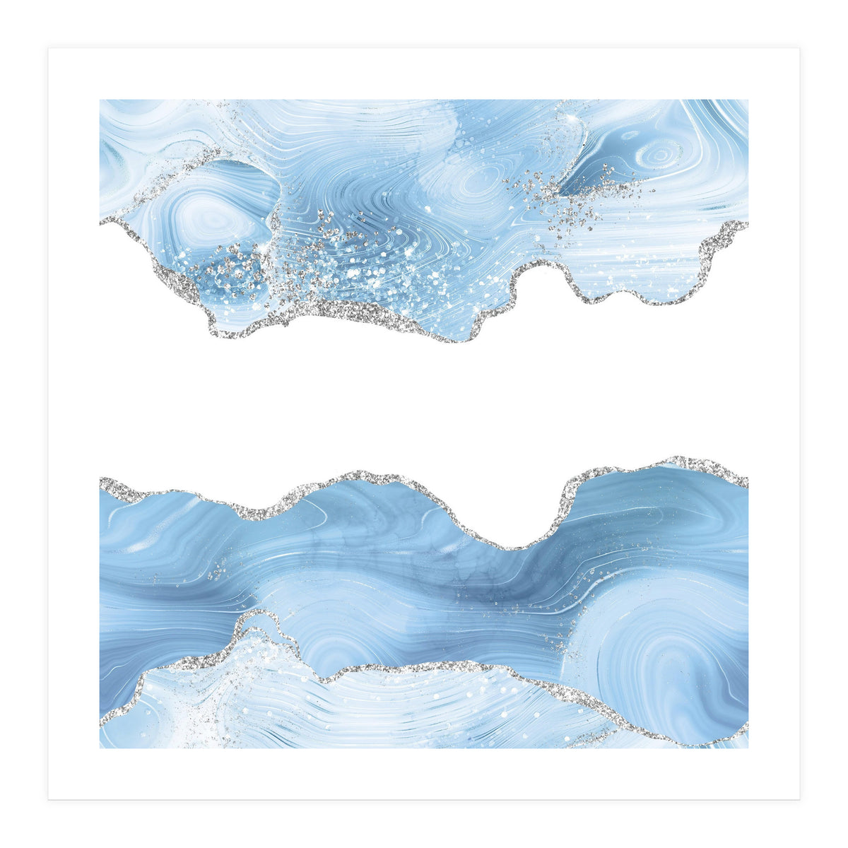 Blue & Silver Agate Glitter Texture 07  (Print Only)