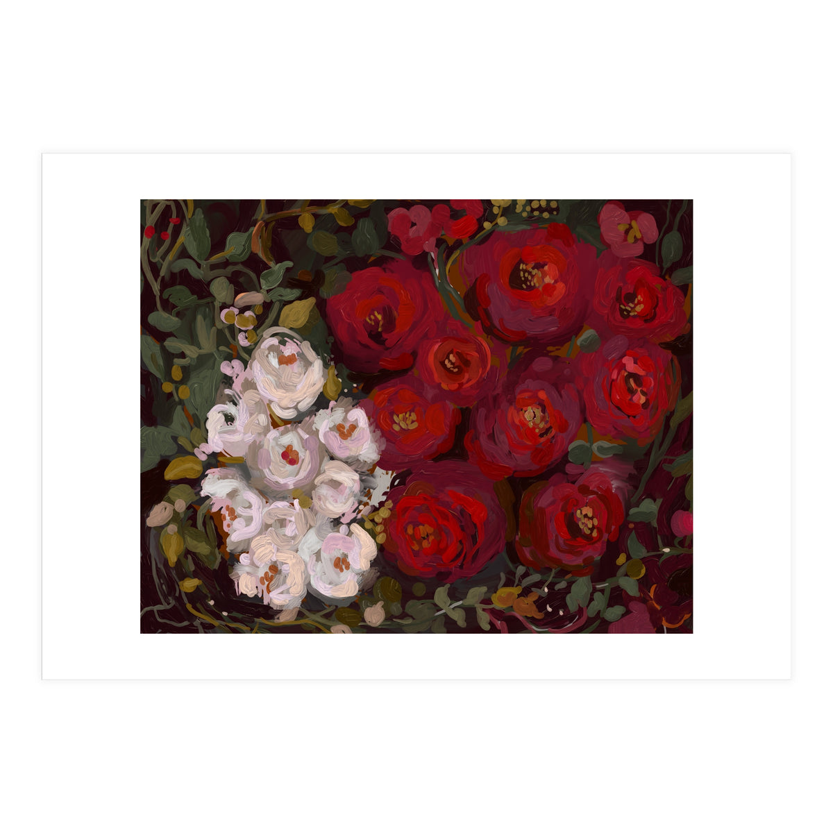 Vintage oil painted moody romantic Roses (Print Only)