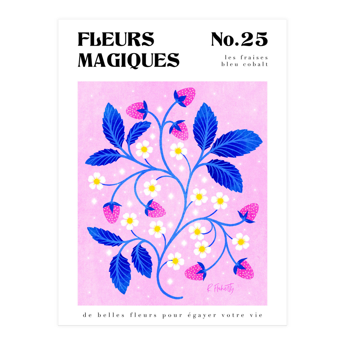 Magical Flowers No.25 Cobalt Strawberries (Print Only)