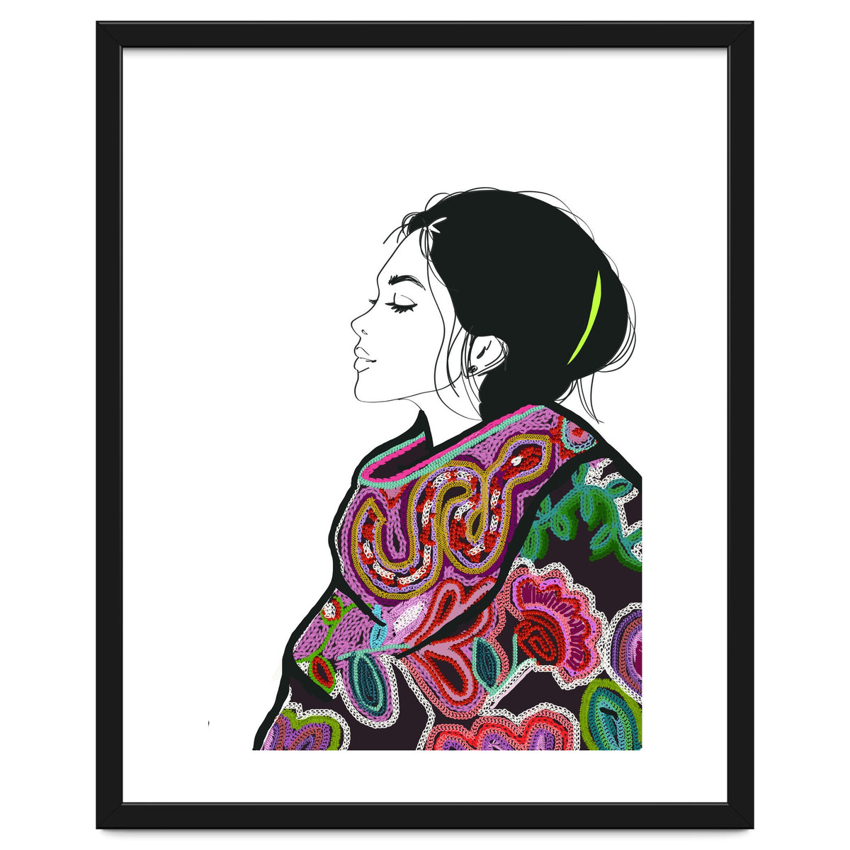Embroidery Realistic Digital Embroidery Fashion Illustration Art Print Viddy Pop Studio Mood Room