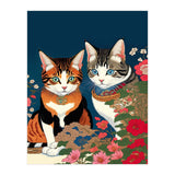 The Perfect Companion, Cute Cats Japanese Pets, Whimsical Animals Cat Vintage Love Friends Together (Print Only) thumbnail