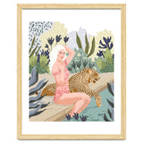 How to Train Your Leopard, Wild Cat Bohemian Woman Painting, Swimming Pool Bikini Summer Swim Animal thumbnail