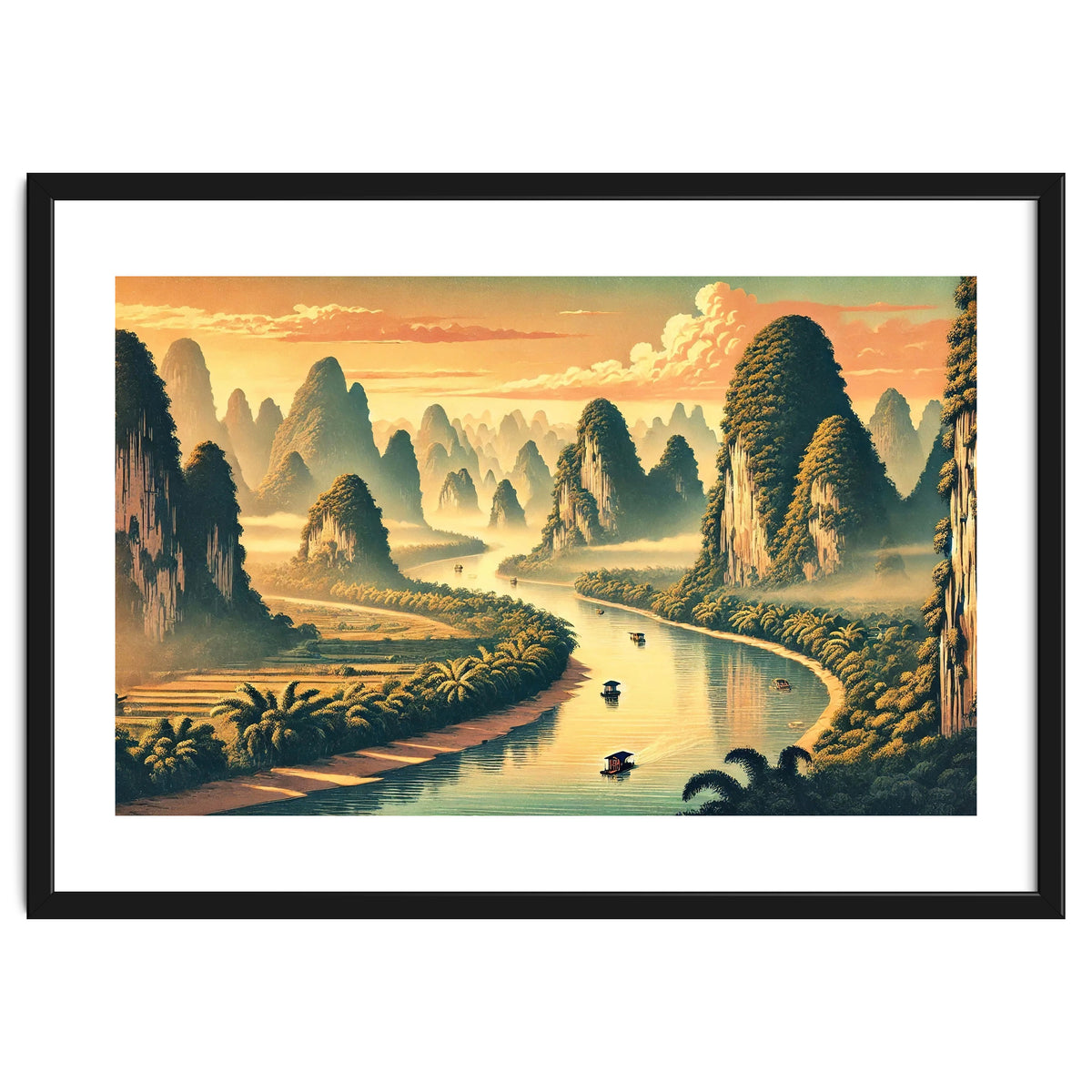 Vintage China, Guilin Karst Mountains Poster