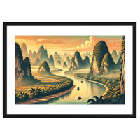 Vintage China, Guilin Karst Mountains Poster