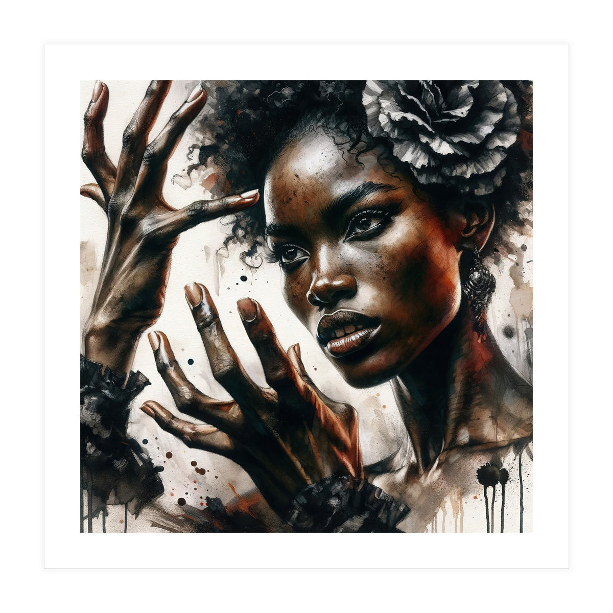 Noir Flamenco Hands Portrait (Print Only)