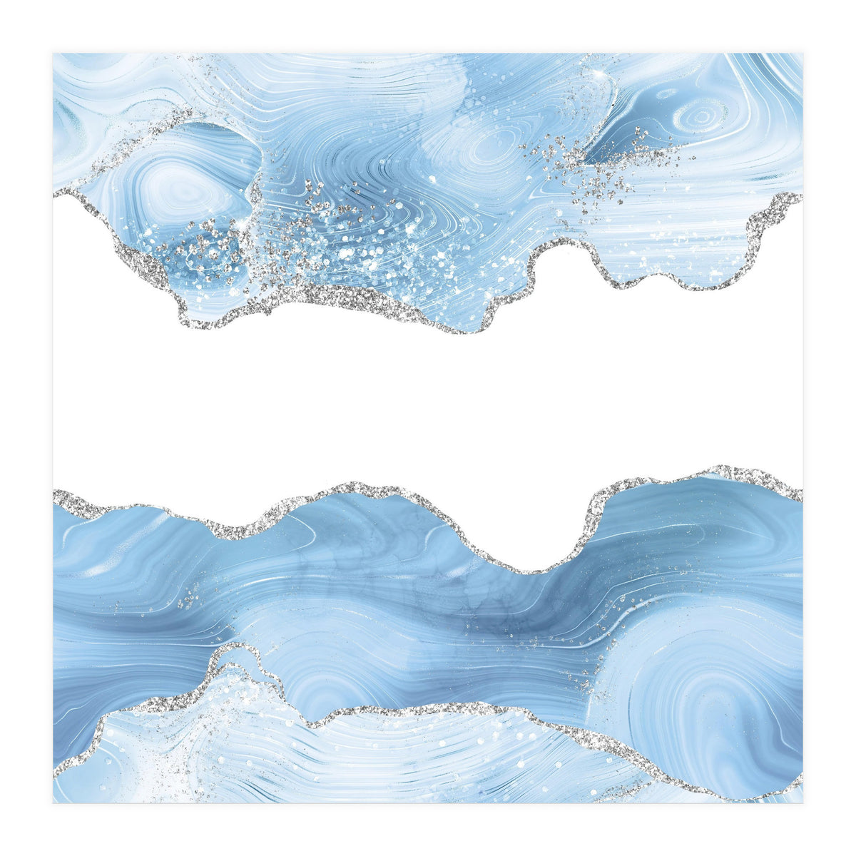 Blue & Silver Agate Glitter Texture 07  (Print Only)