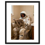 Retro AstronautReading Newspaper, Toilet Humor, Astronaut on Toilet thumbnail