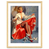Pinup Girl Playing With Two Little Cats thumbnail