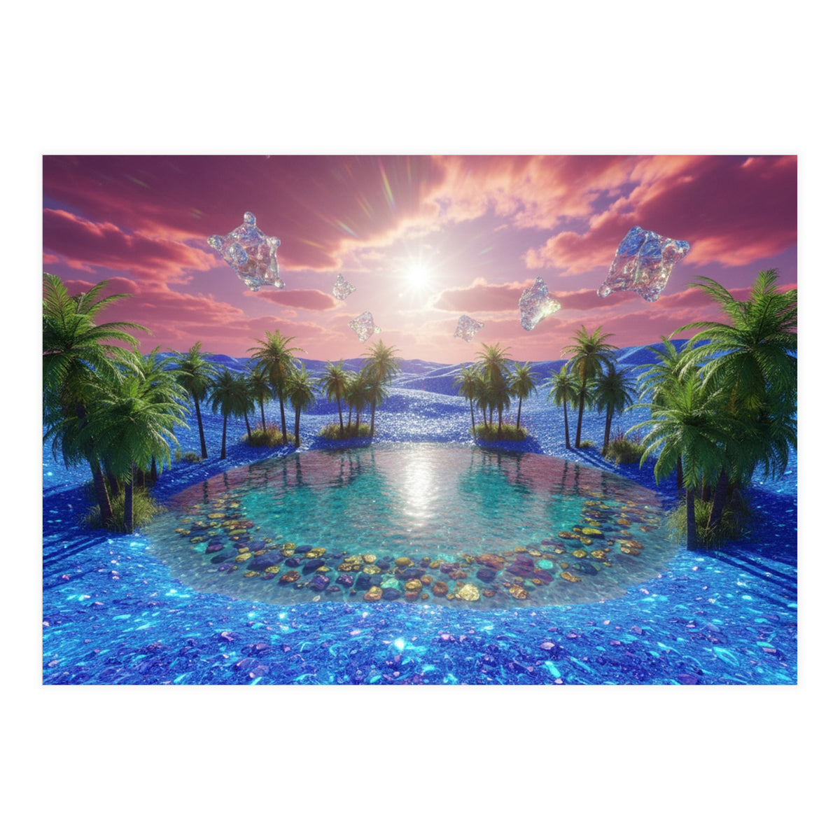 Oasis of Dreams: Surreal Tropical Landscape (Print Only)