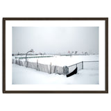 Snow-covered deserted basketball court in winter thumbnail