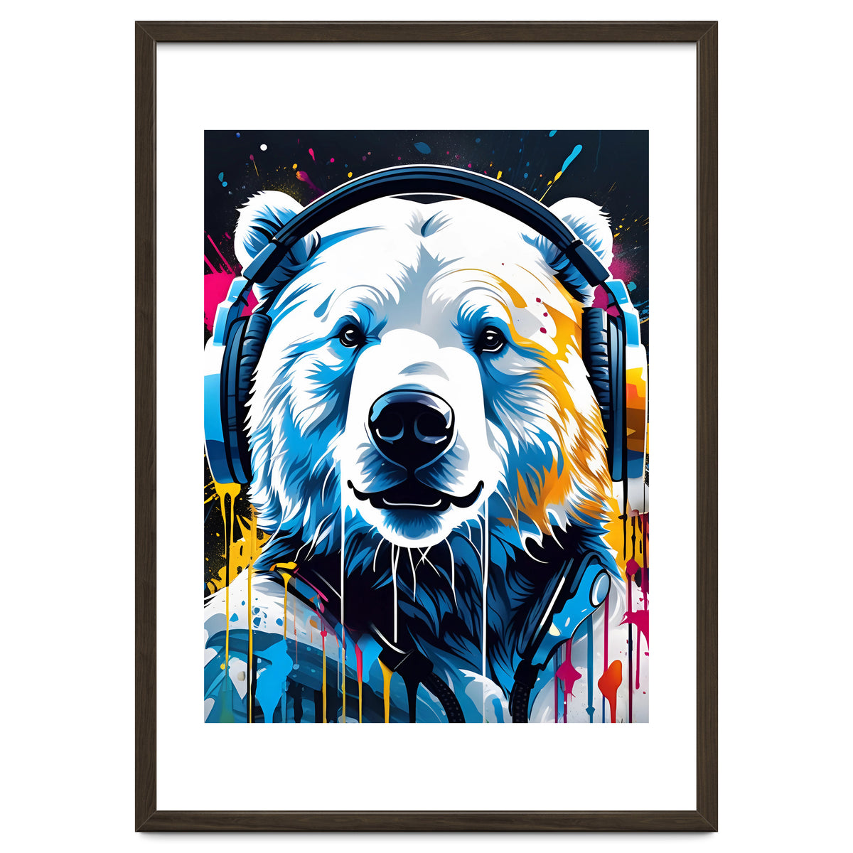 Polar Bear In Headphones, Graffiti