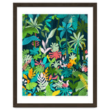 The Midnight Jungle, Botanical Nature Plants Tropical Forest, Watercolor Painting Floral Palm thumbnail