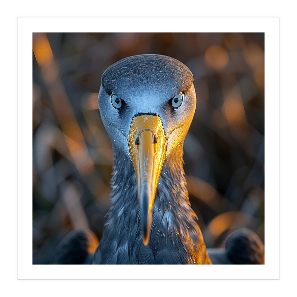 Great Blue Heron Closeup Dramatic Portrait (Print Only)