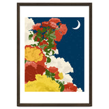 Moonlight, Vintage Botanical Nature Floral, Night Sky Illustration, Bohemian Eclectic Plants Blossom Starry Night thumbnail