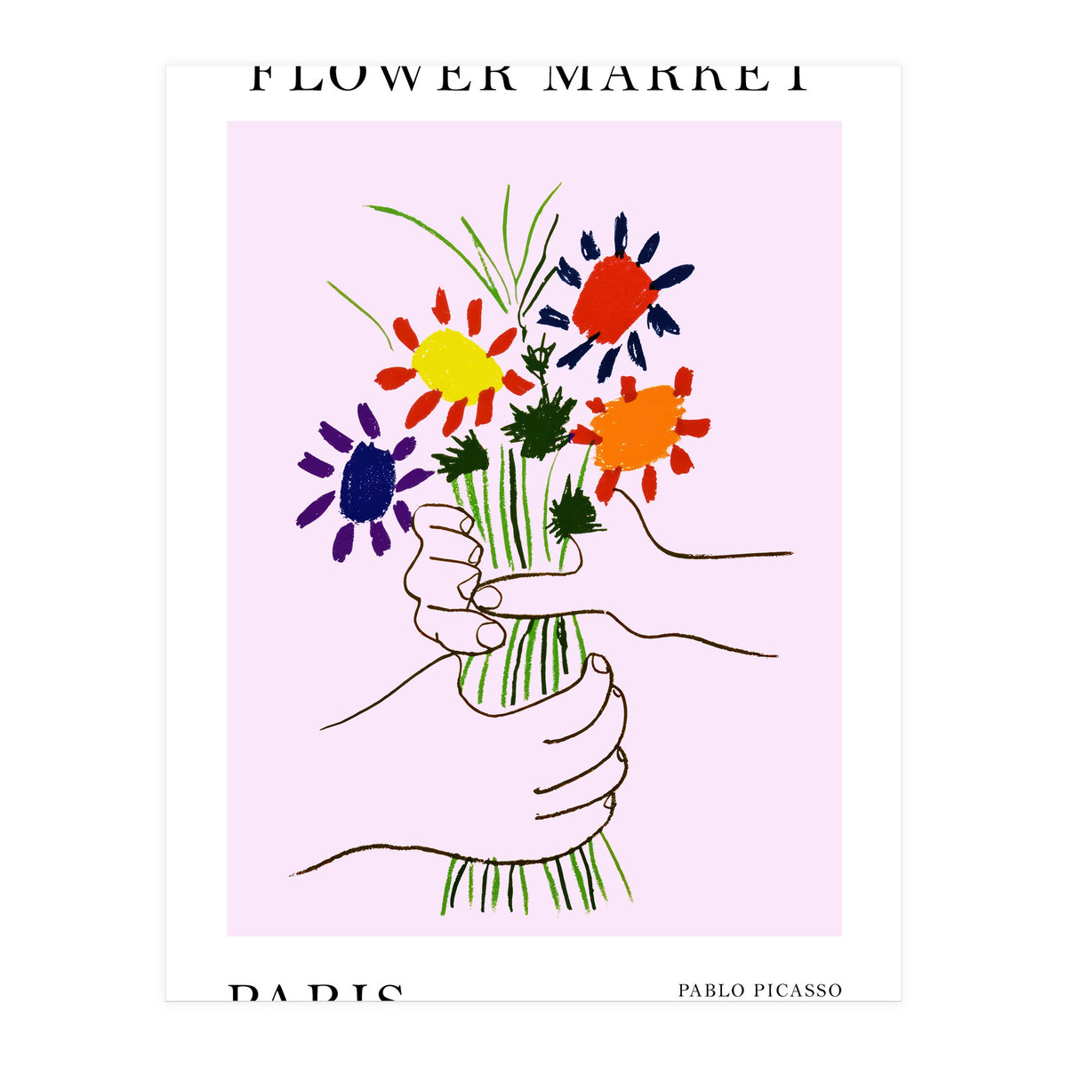 Paris Flower Market Picasso Style Art (Print Only)