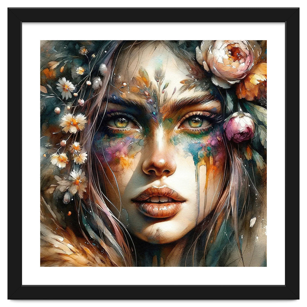 Floral Forest Druid Woman Portrait