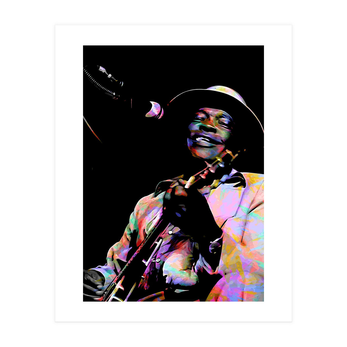 John Lee Hooker American Blues Guitarist Colorful Art (Print Only)