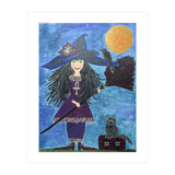 Cassandra, the Little Witch, with Merlin, the cat, and Circe, the Raven (Print Only) thumbnail