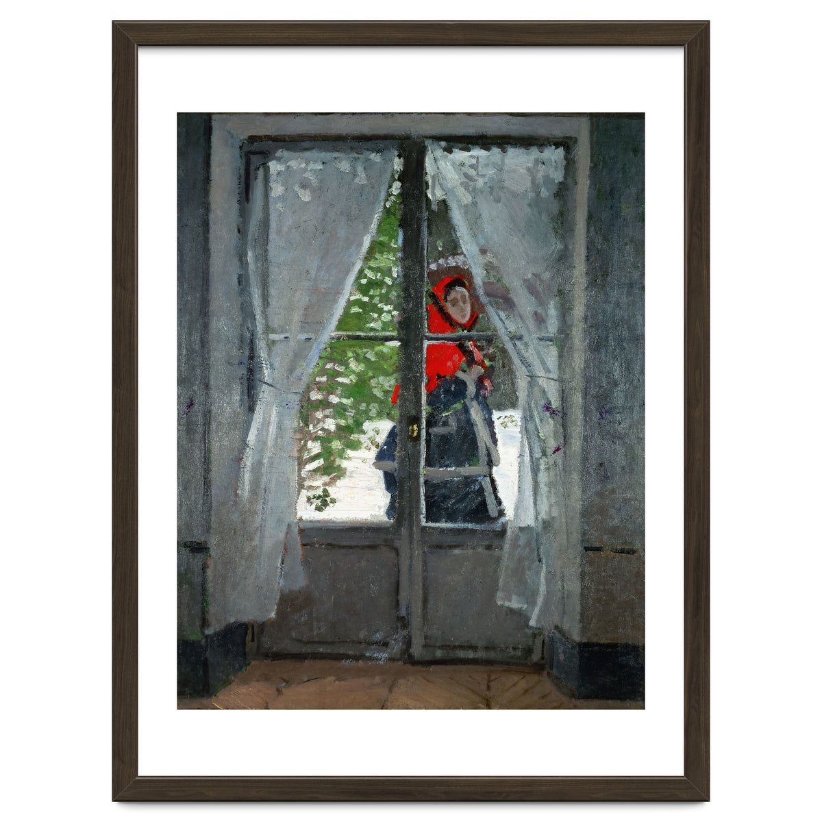 Mme. Monet with a red hat called &quot; The Red Kerchief&quot, ca. 1870.