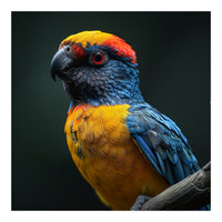 Close Up Colorful Parrot Perched On A Branch (Print Only)