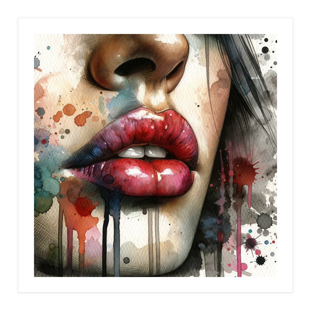 Watercolor Women Lips #1 (Print Only)