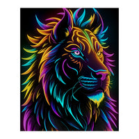 Lion Colored Neon Art (Print Only)