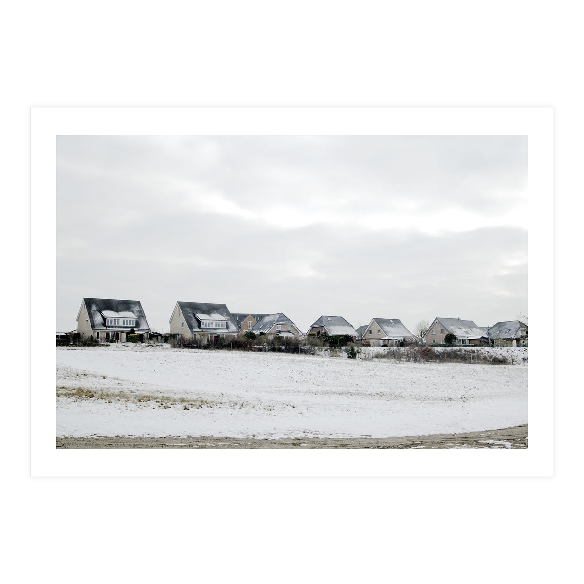Snow covered houses on the hill (Print Only)