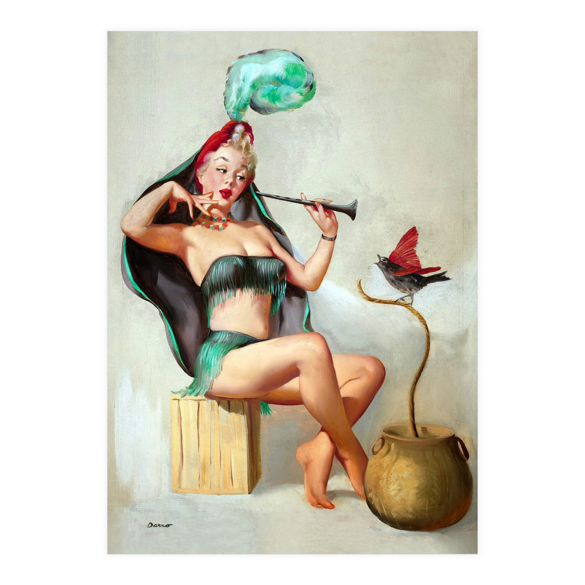 Pinup Sexy Girl Performing A Trick (Print Only)