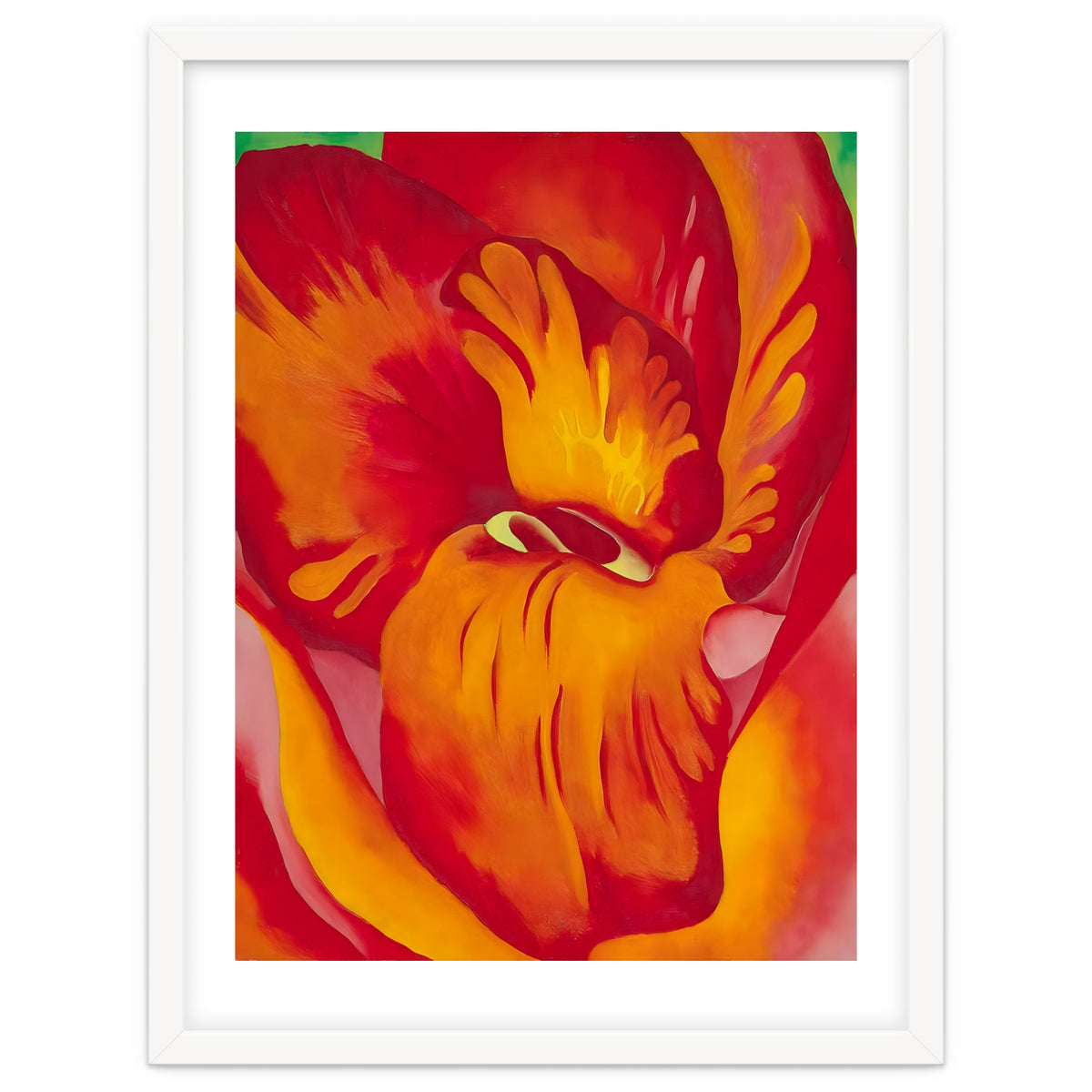 Georgia O’Keeffe – Canna Red and Orange (1926) | Vibrant Modernist Floral Painting in Bold Organic Forms