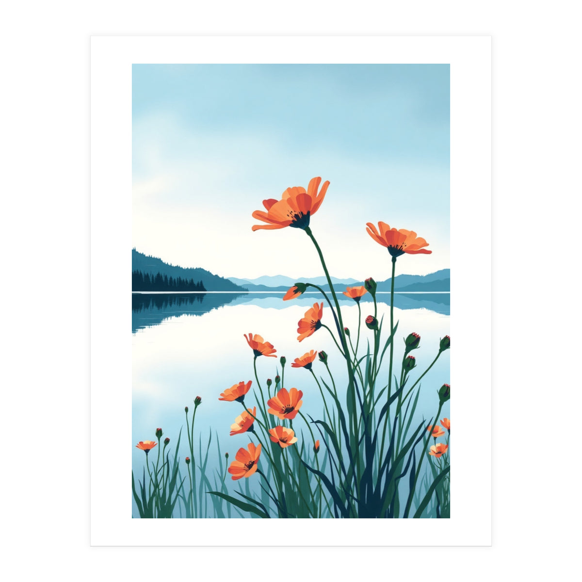 Flower And Lake (Print Only)